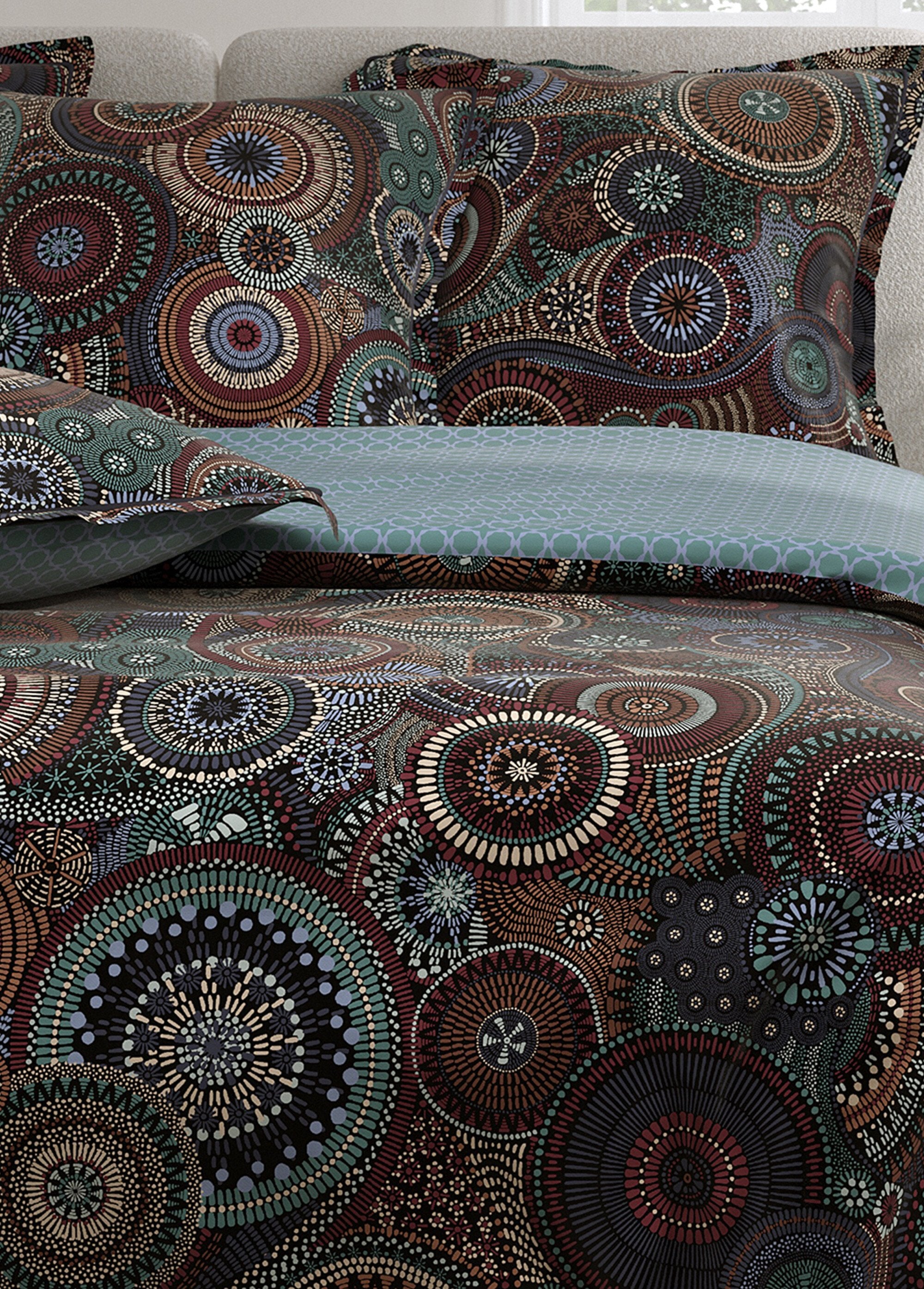 3-piece_percale_bedding_set_with_duvet_cover,_rosettes_Blue_print_DE3_slim