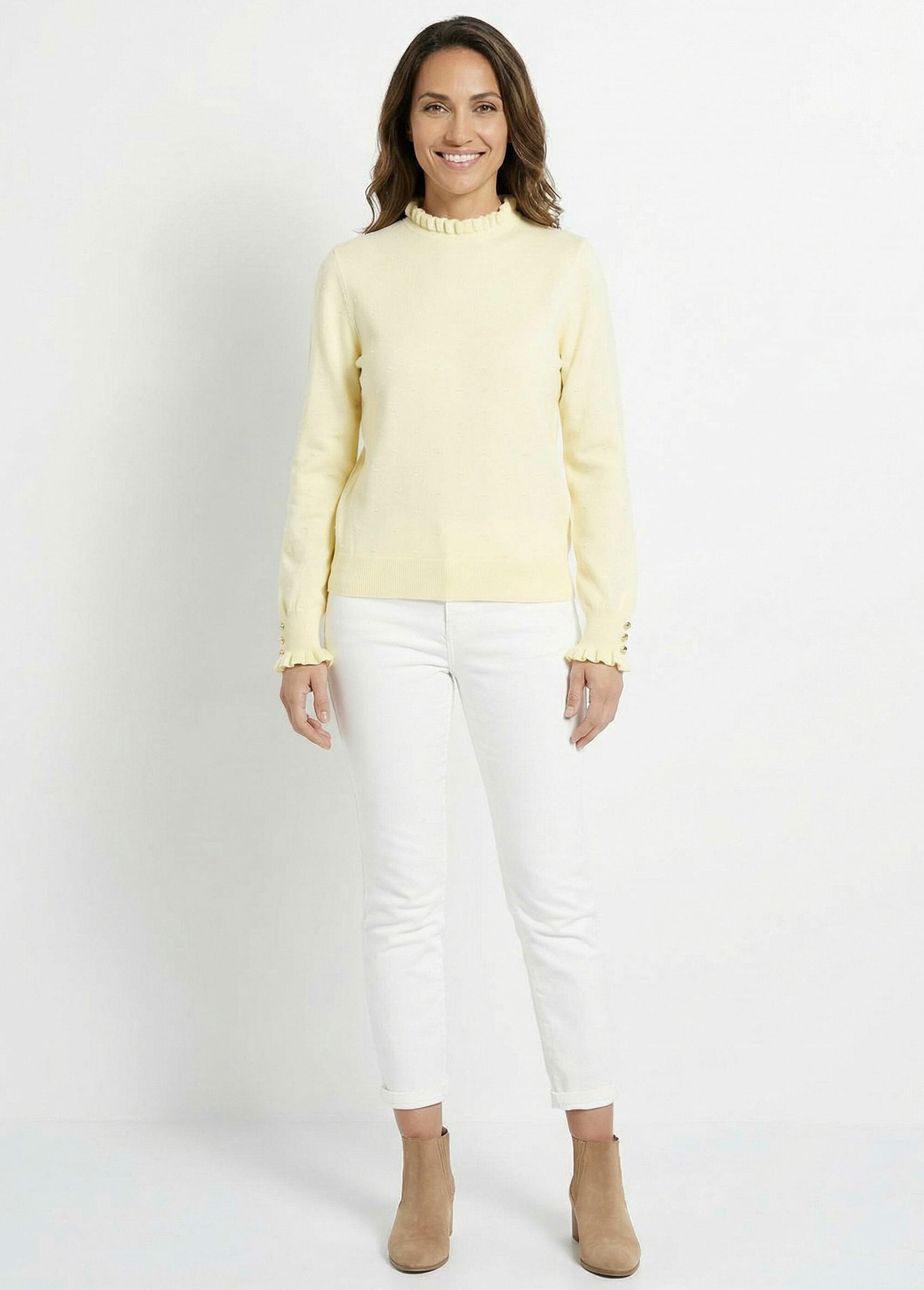 High-neck_pleated_sweater_with_dotted_Swiss_knit_YELLOW_SF1_slim