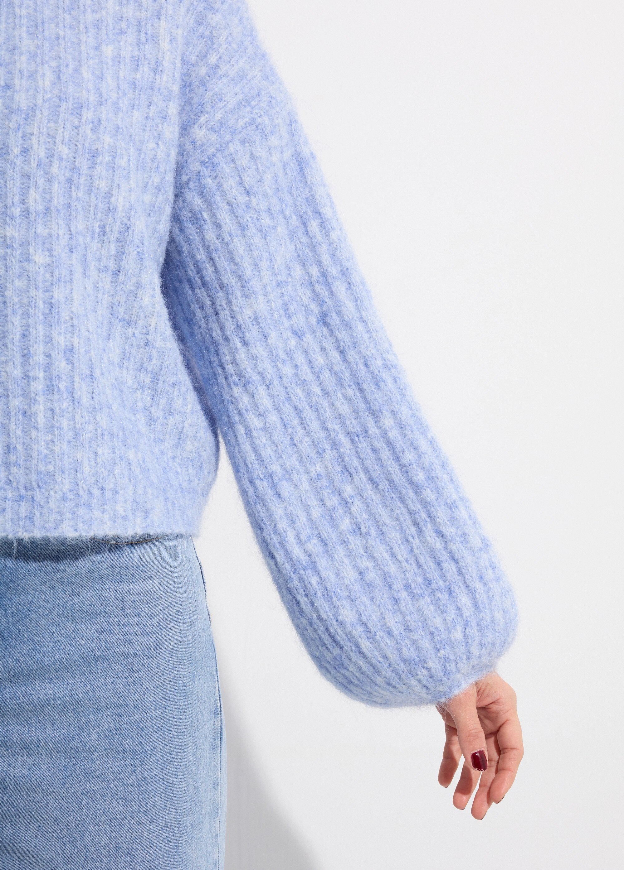 Pull_maille_loose,_manches_bouffantes_Bleu_DE1_slim