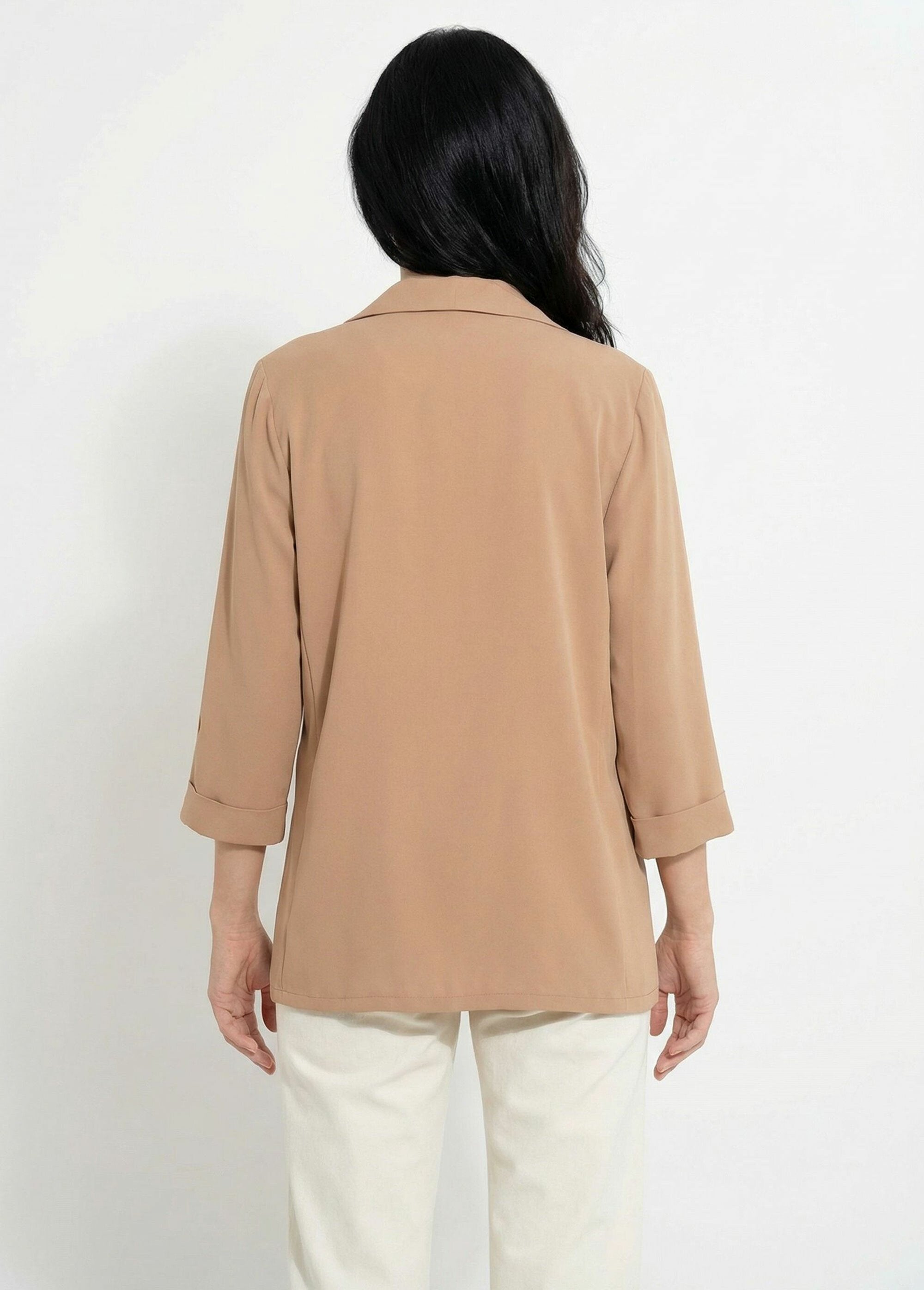 Essential_tailored_collar_jacket_with_3/4_sleeves_camel_DO1_slim