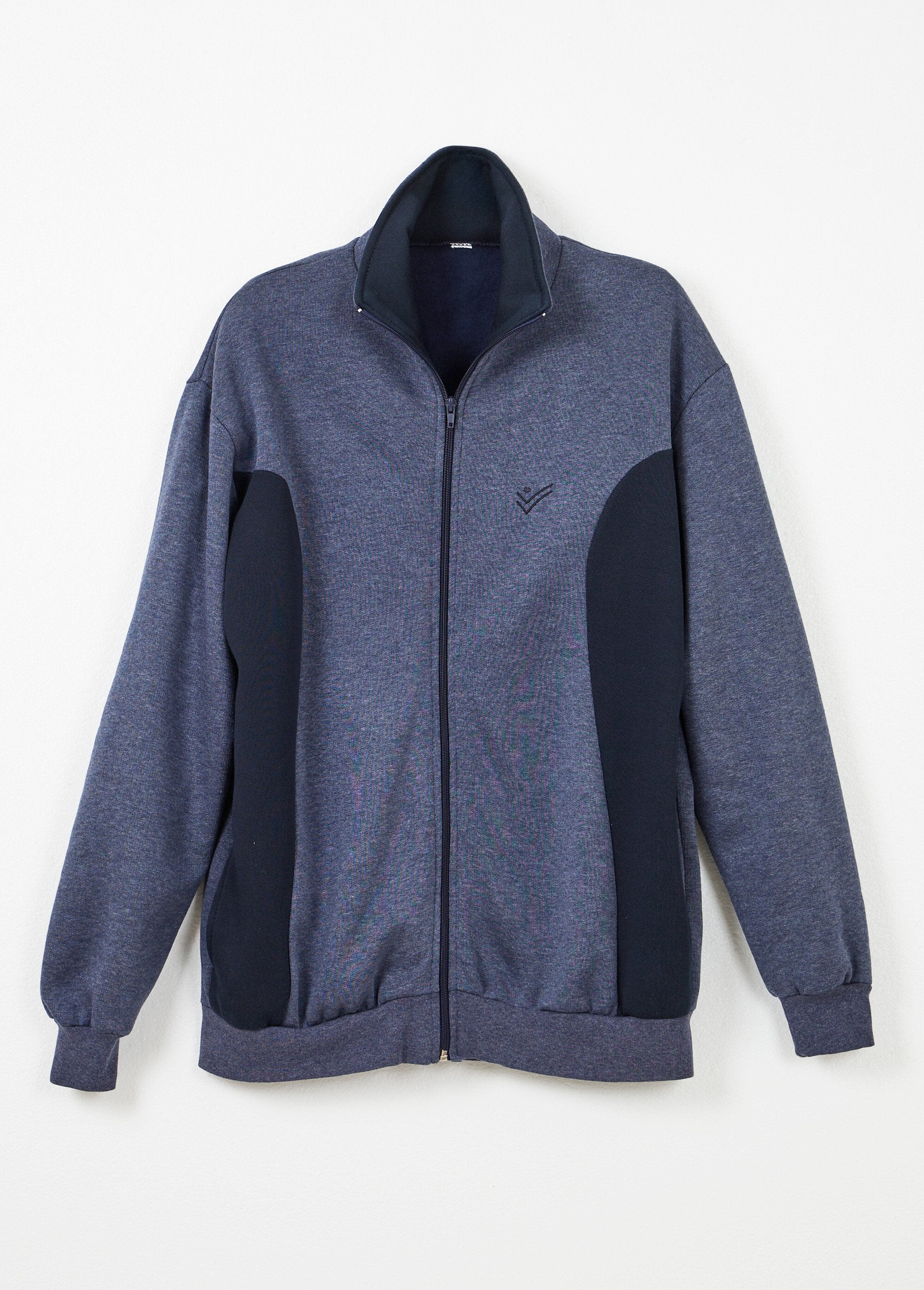 Two-tone_cotton_fleece_zip-up_lounge_jacket_Grey_and_navy_blue_AP1_slim