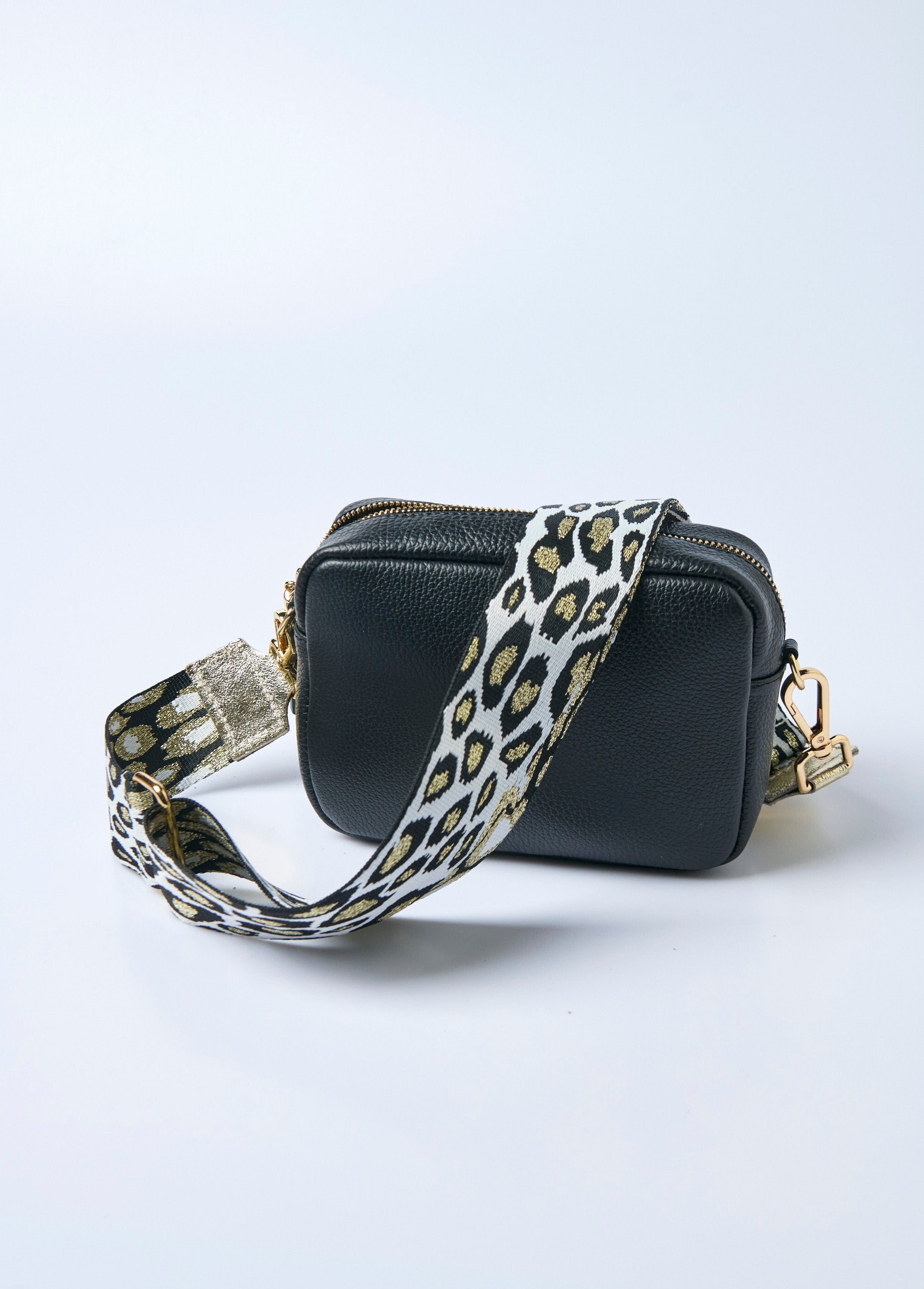 Leopard_woven_handbag_strap_Black_and_gold_DE1_slim