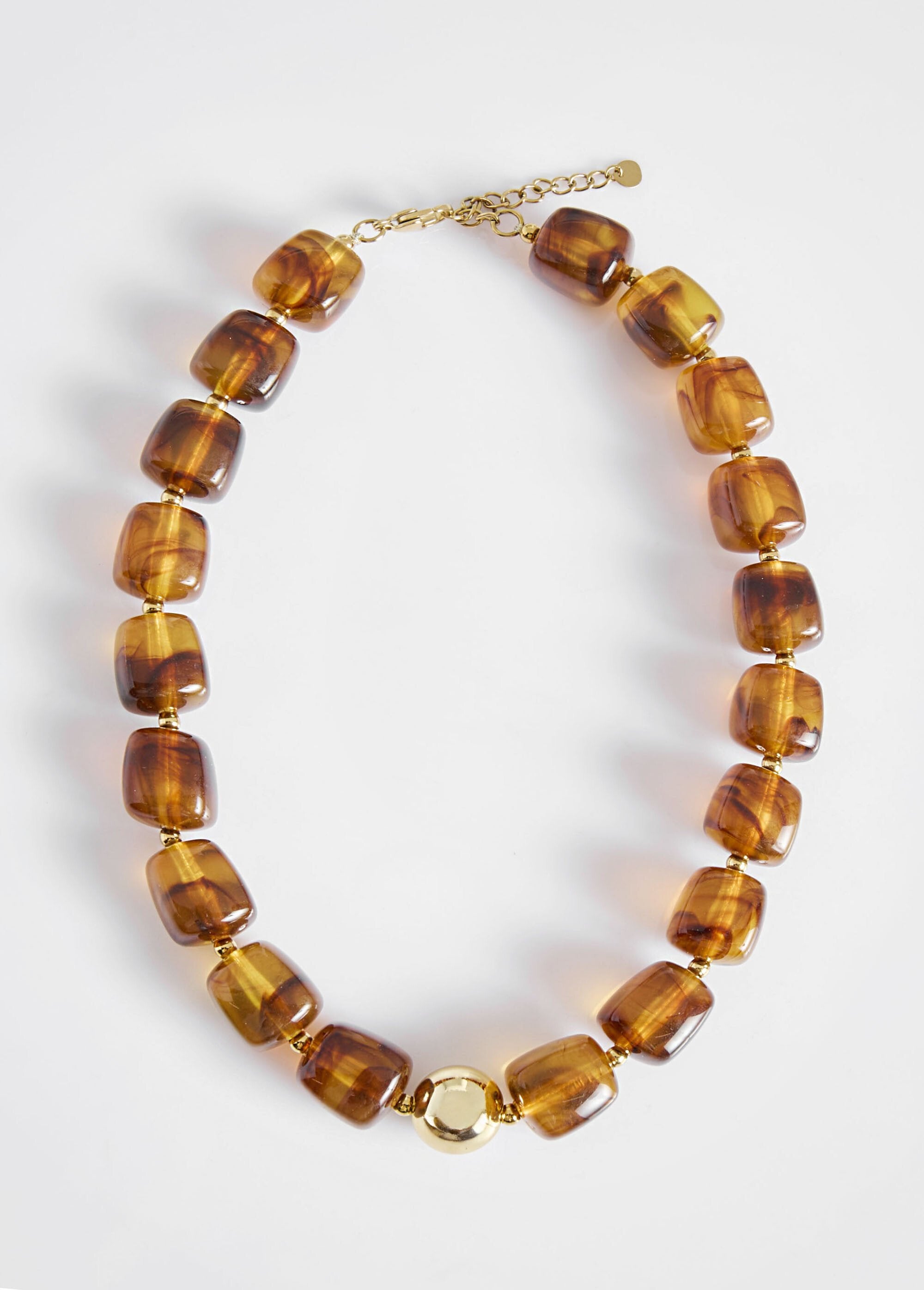 Resin_and_stainless_steel_bead_necklace_Brown_FA1_slim