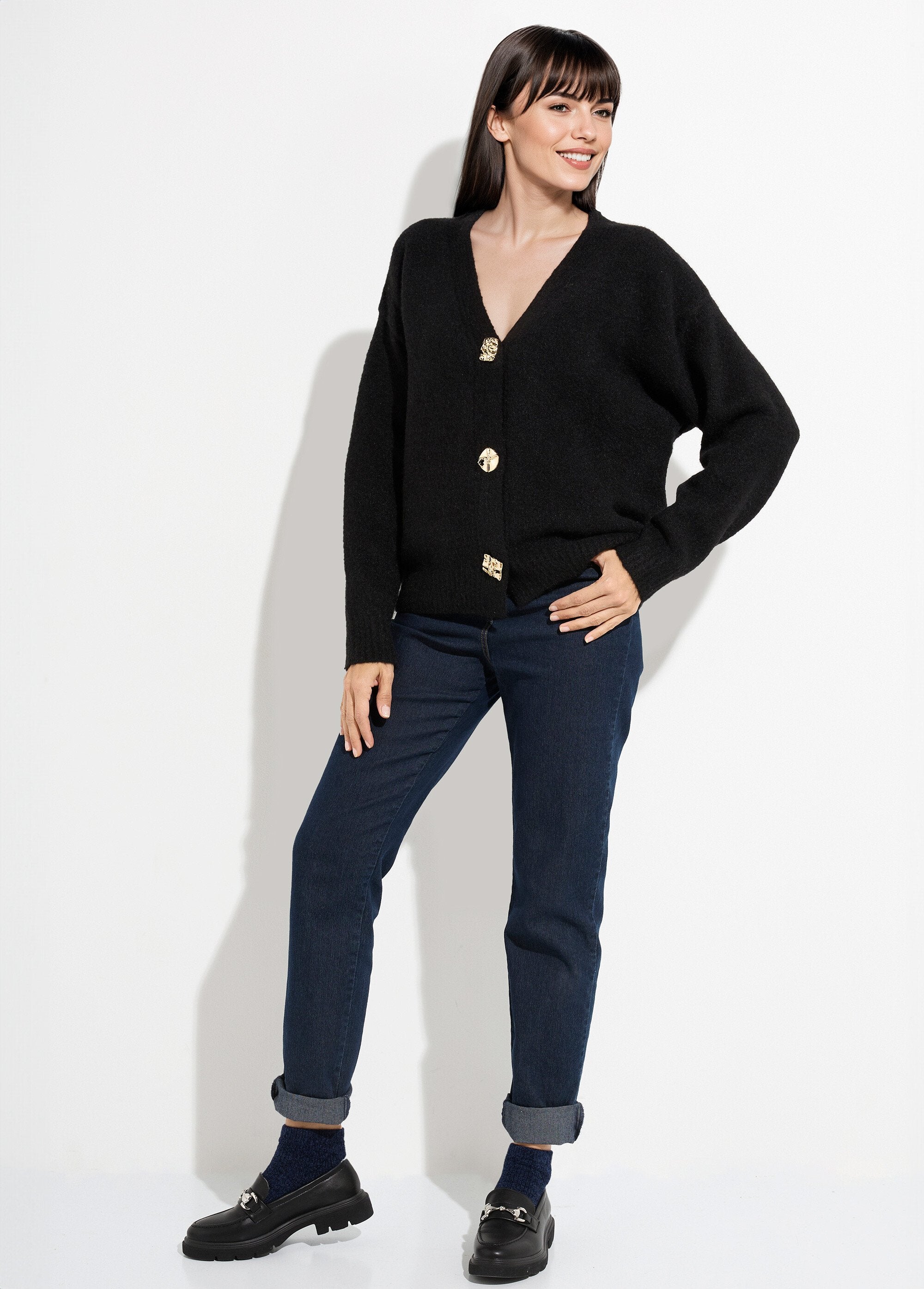 Gilet_chaud_laine,_boutons_bijou_métal_Noir_SF1_slim