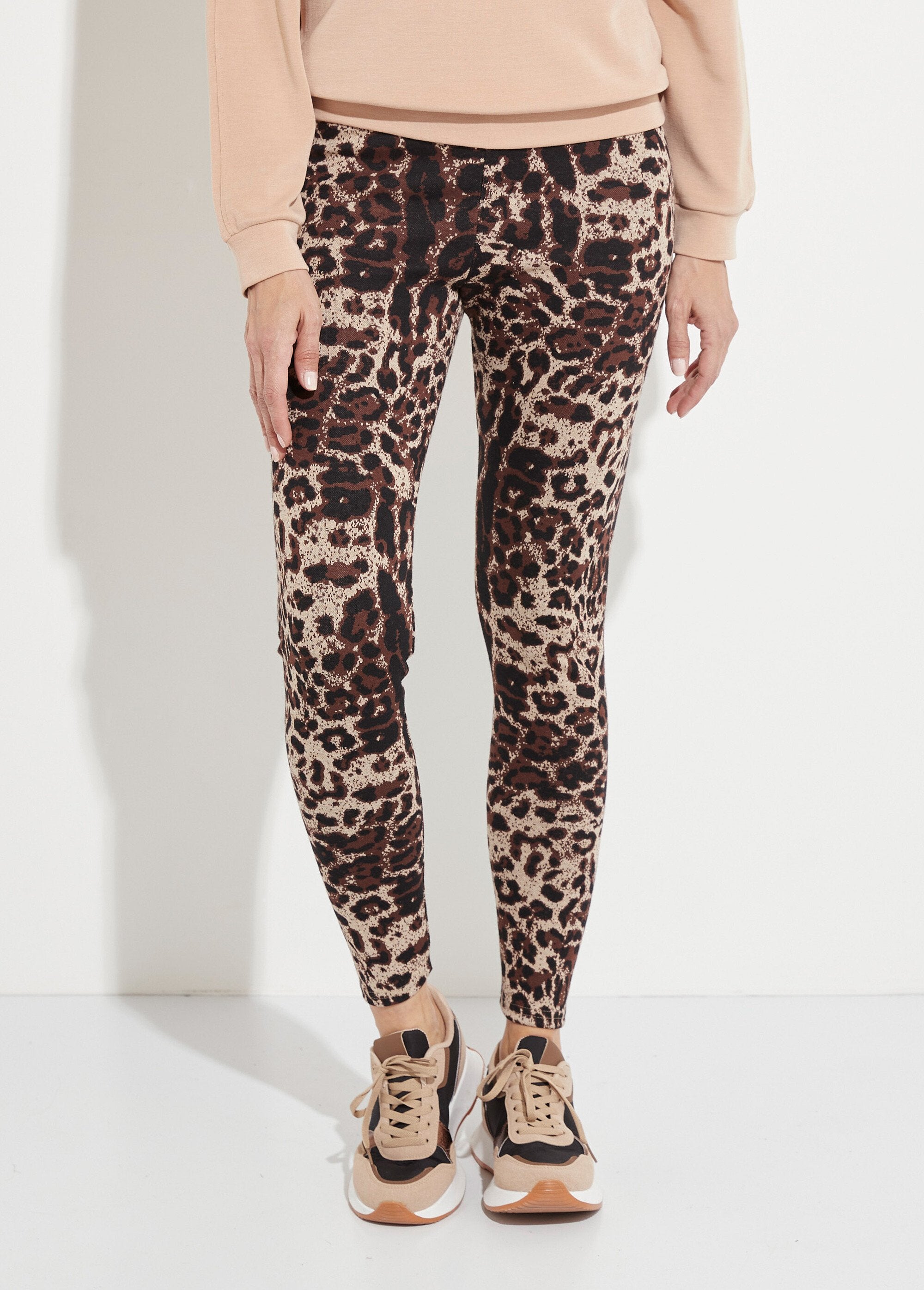 Legging_taille_élastiquée_jacquard_peau_de_bête_Beige_et_noir_FA1_slim
