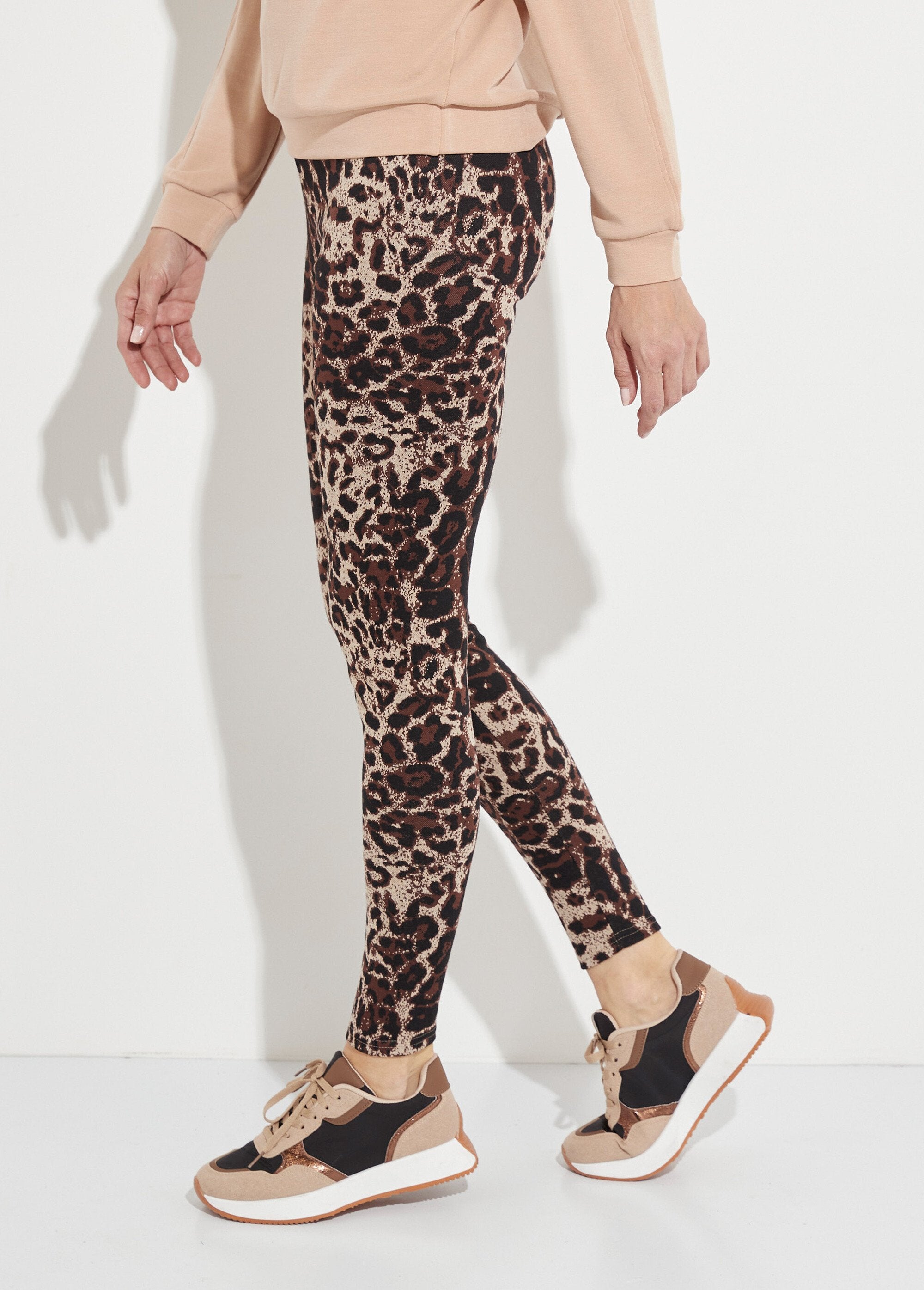 Legging_taille_élastiquée_jacquard_peau_de_bête_Beige_et_noir_GA1_slim