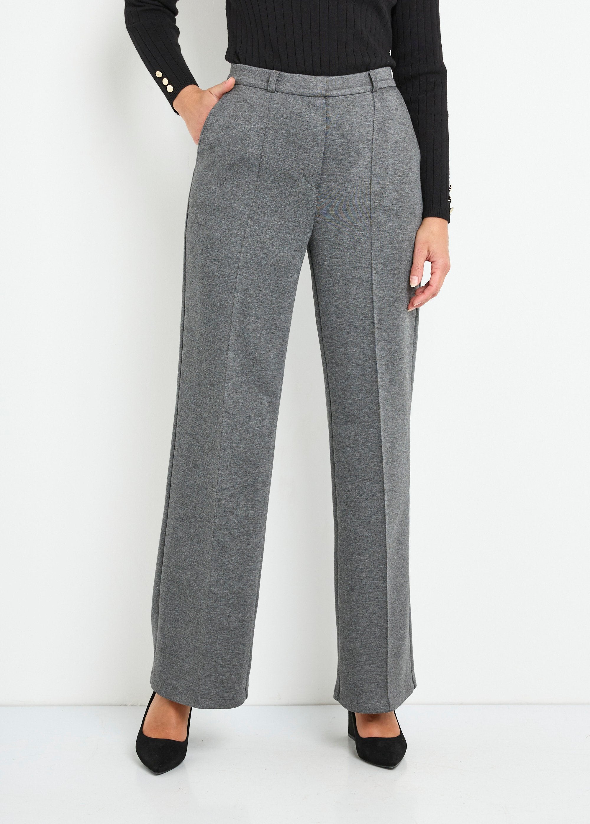 Pantalon_structuré_de_ville_maille_milano_unie_Gris_anthracite_FA1_slim