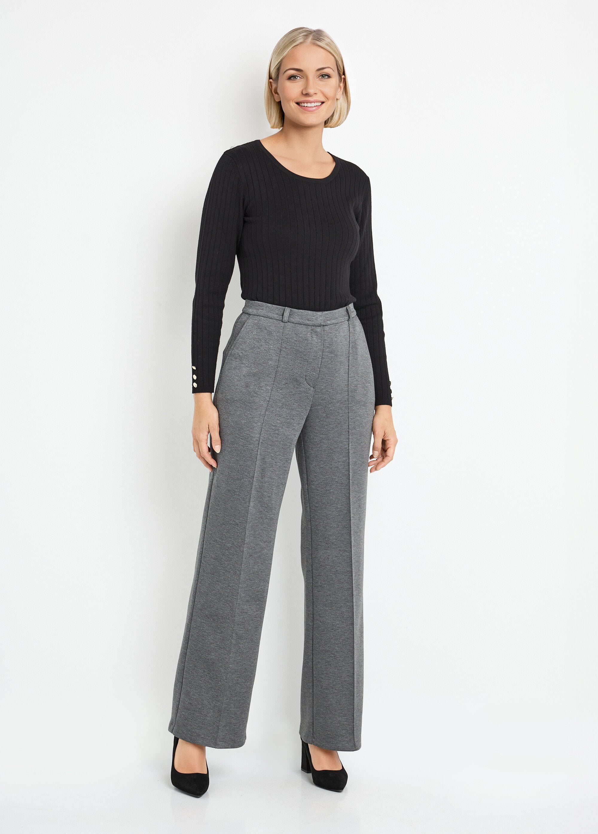 Pantalon_structuré_de_ville_maille_milano_unie_Gris_anthracite_SF1_slim