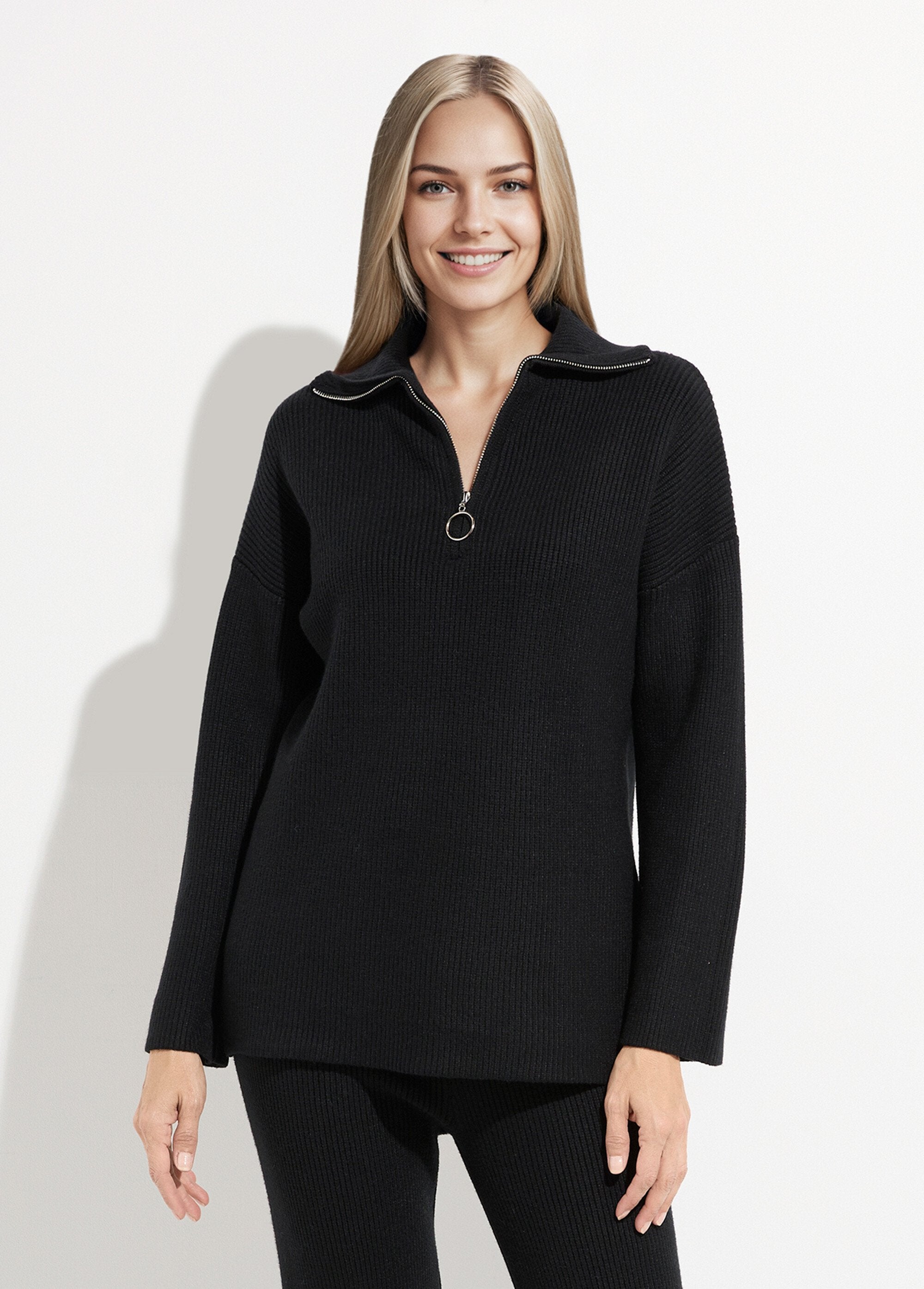 Pull_camionneur_confort_maille_cotelée_Noir_FA1_slim