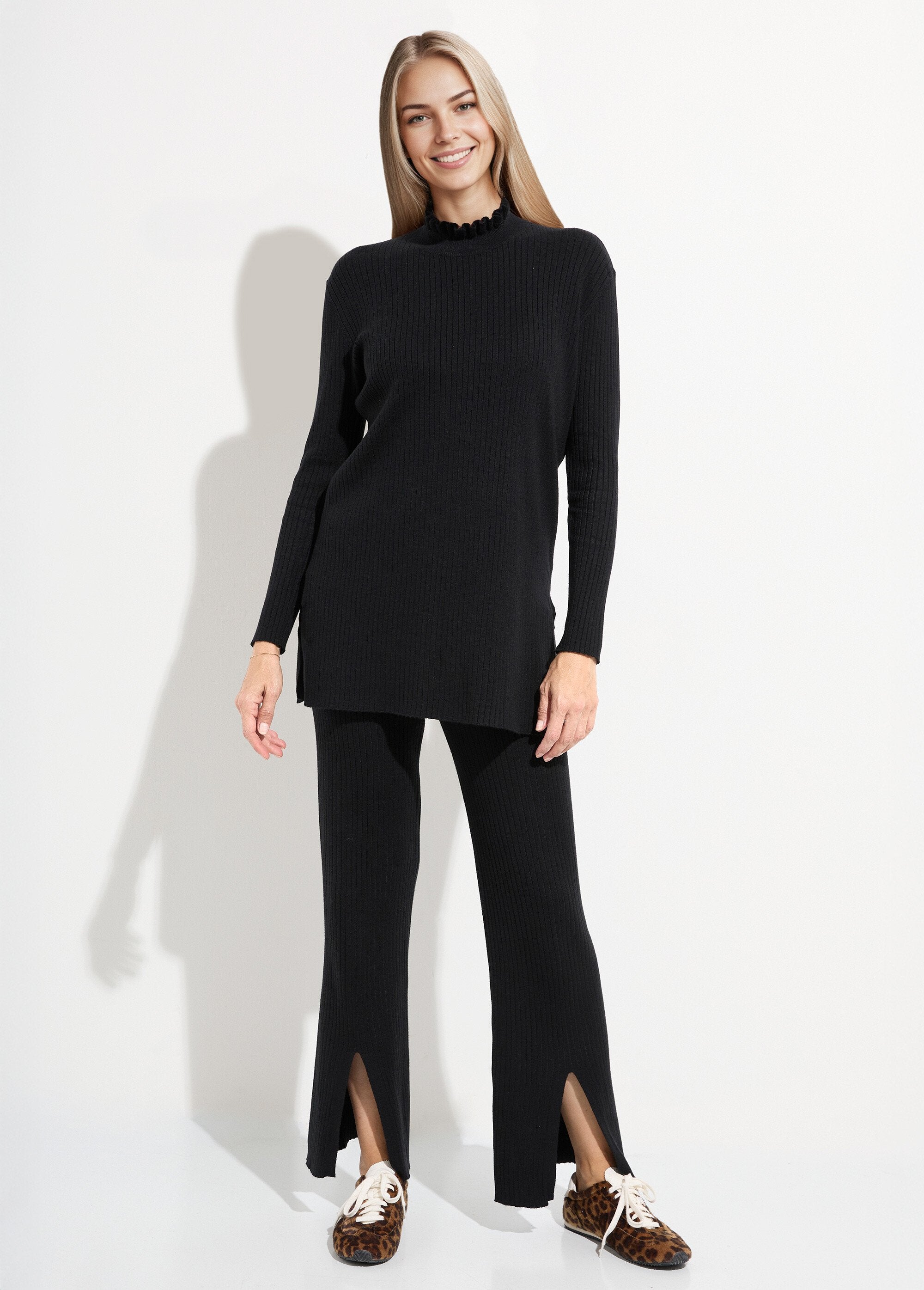 Pull_détente_maille_cotelée,_col_montant_Noir_SF1_slim