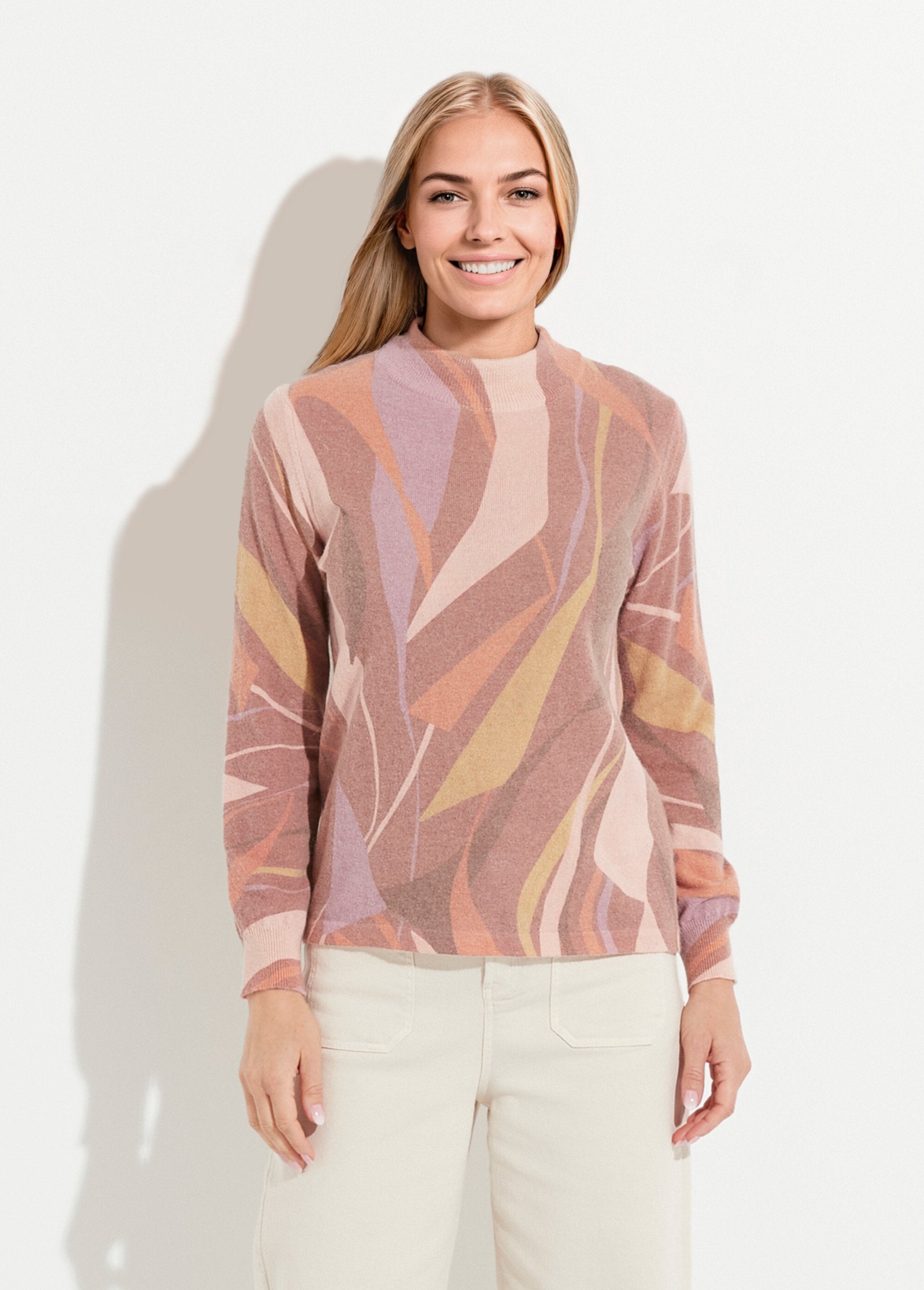 Pull_fin_chaud_col_montant_avec_laine_et_angora_imprimé_Noisette_et_beige_FA1_slim