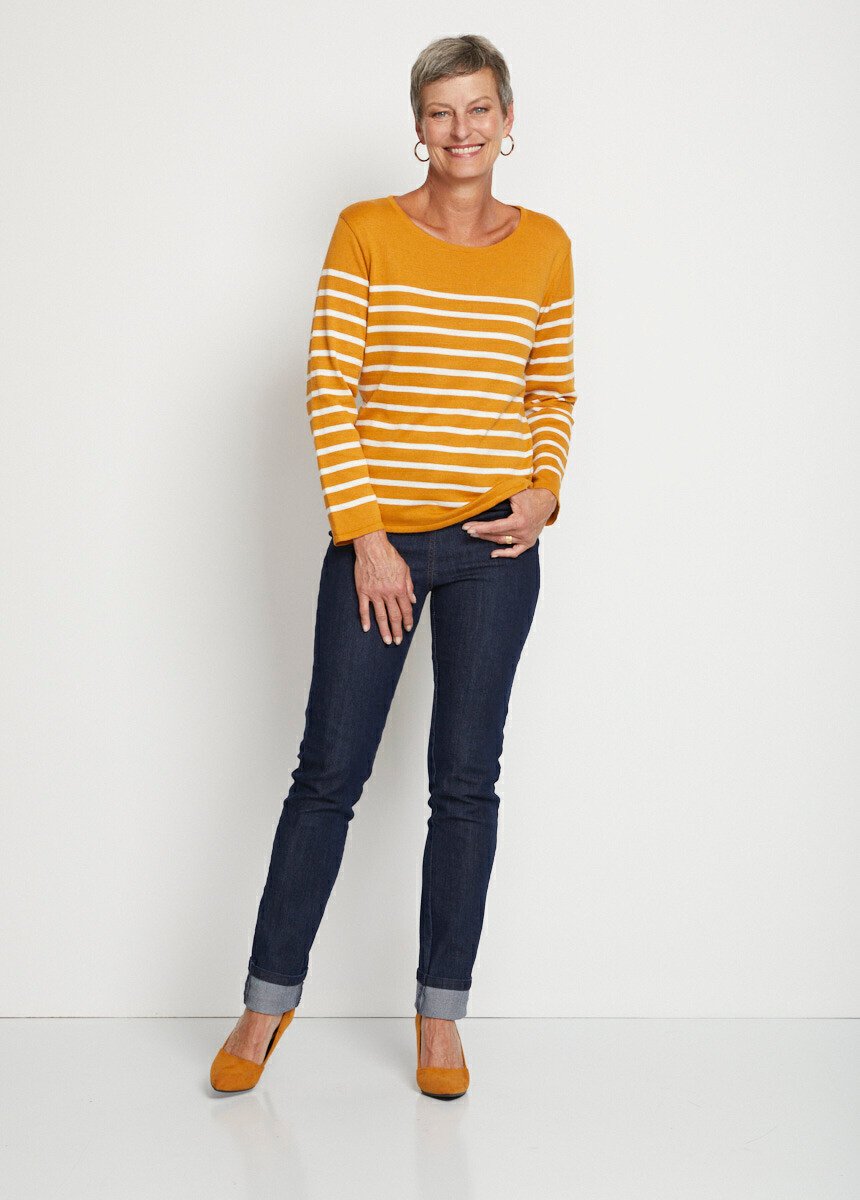 Striped_round_neck_long_sleeve_sweater_Honey_and_ecru_SF1_slim