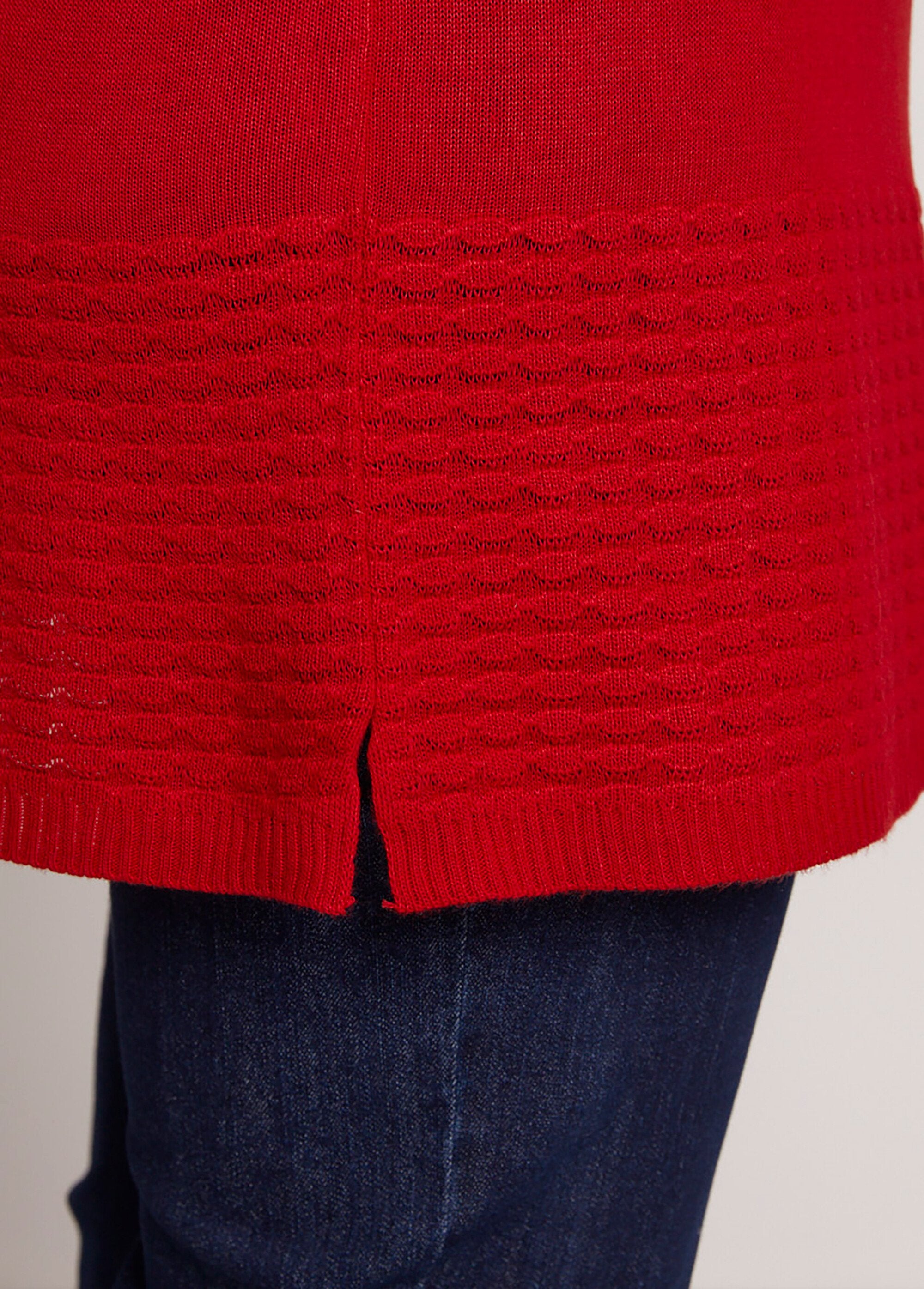 Pull-tunique_manches_3/4_maille_fantaisie_Carmin_DE2_curvy