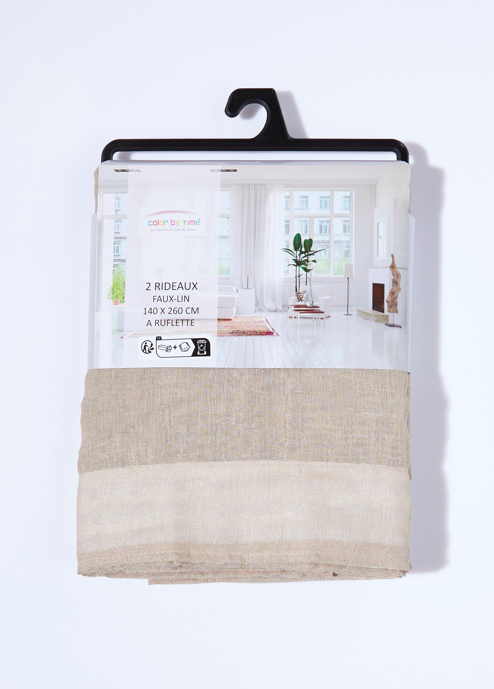 Single-panel_curtain_with_gathered_heading_tape,_linen-look_Beige_DE2_slim