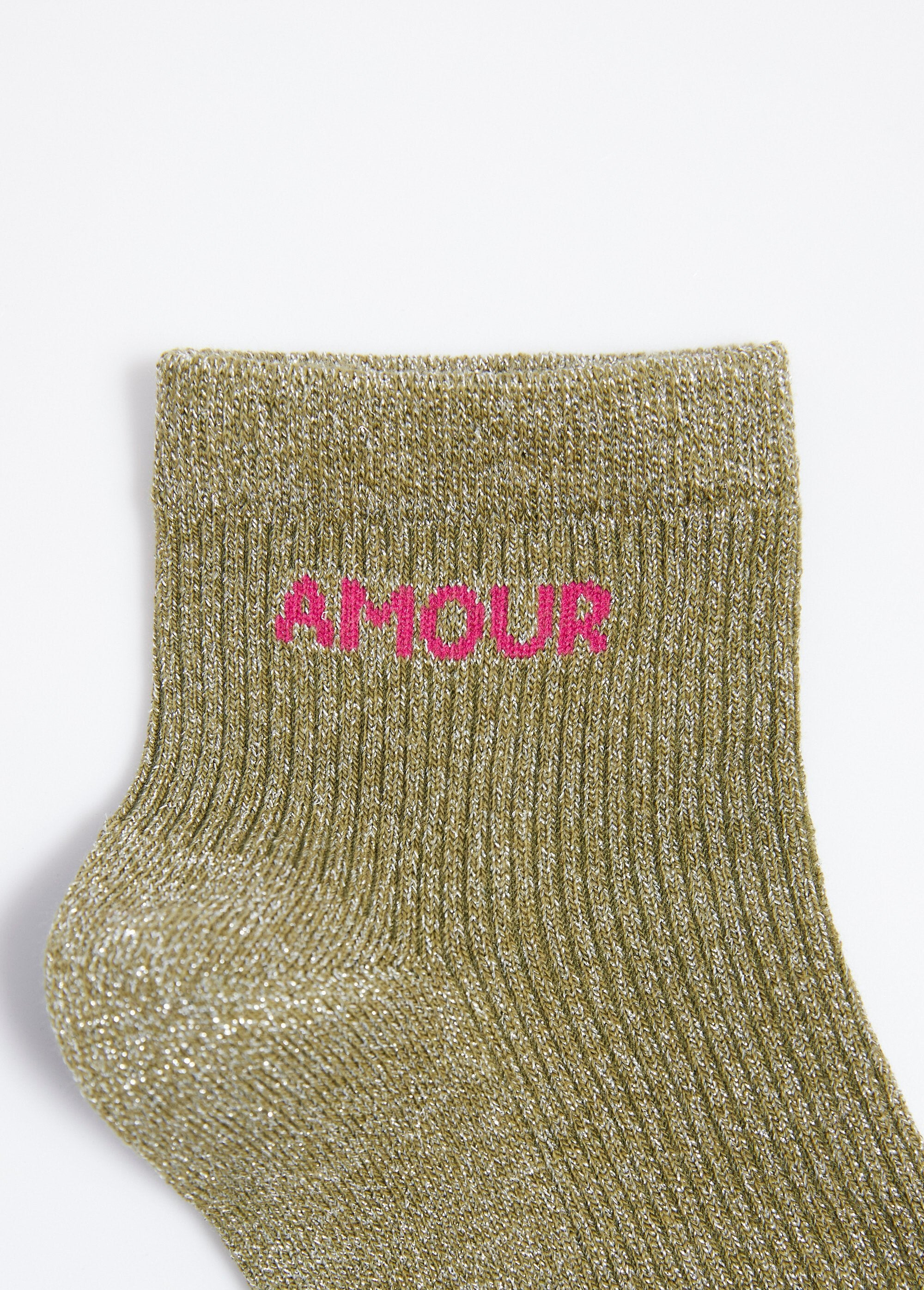 Metallic_thread_socks,_LOVE_message_Khaki_DE2_slim