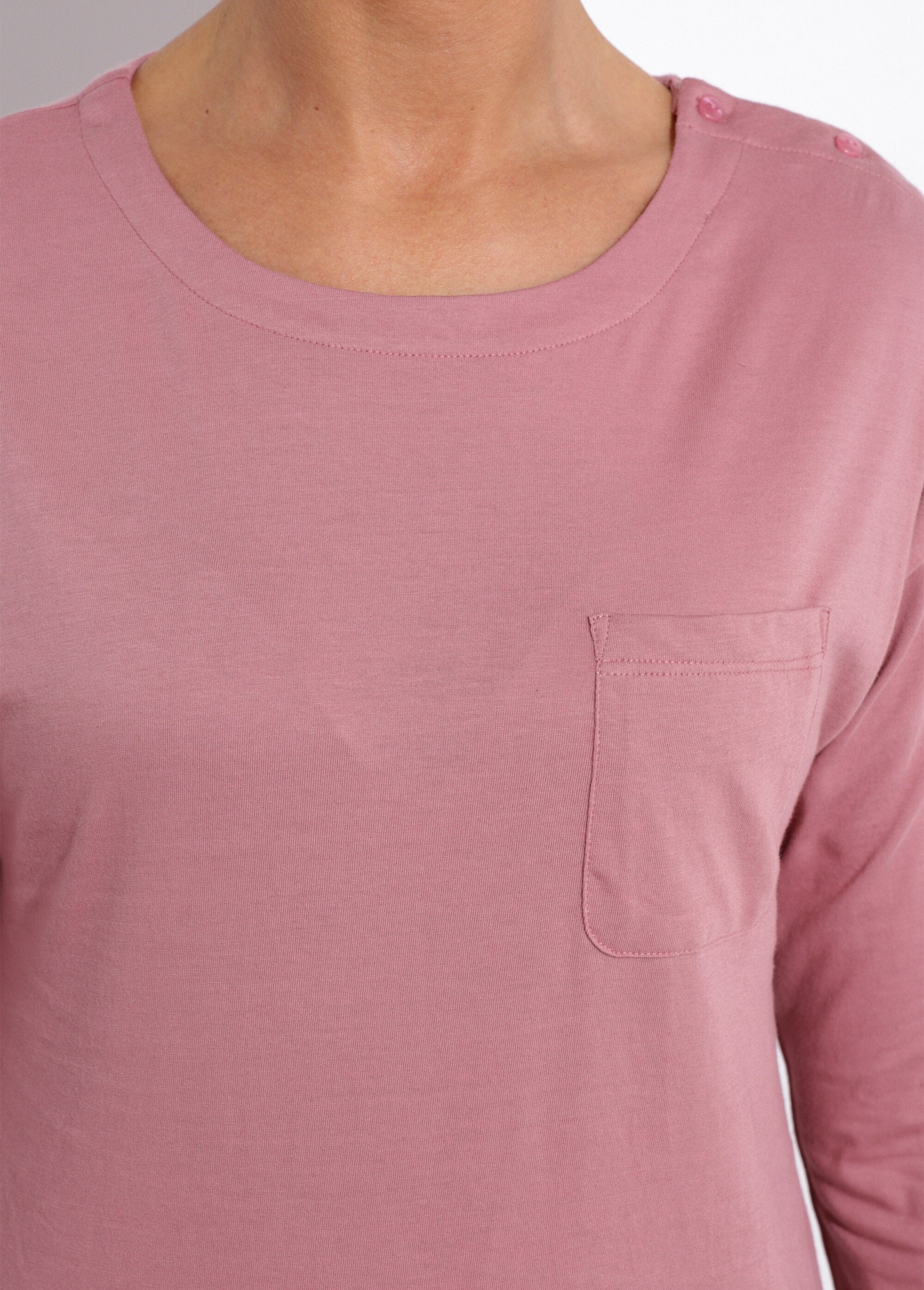 Plain_cotton_T-shirt_with_round_neck_and_3/4_sleeves_Pink_DE1_slim