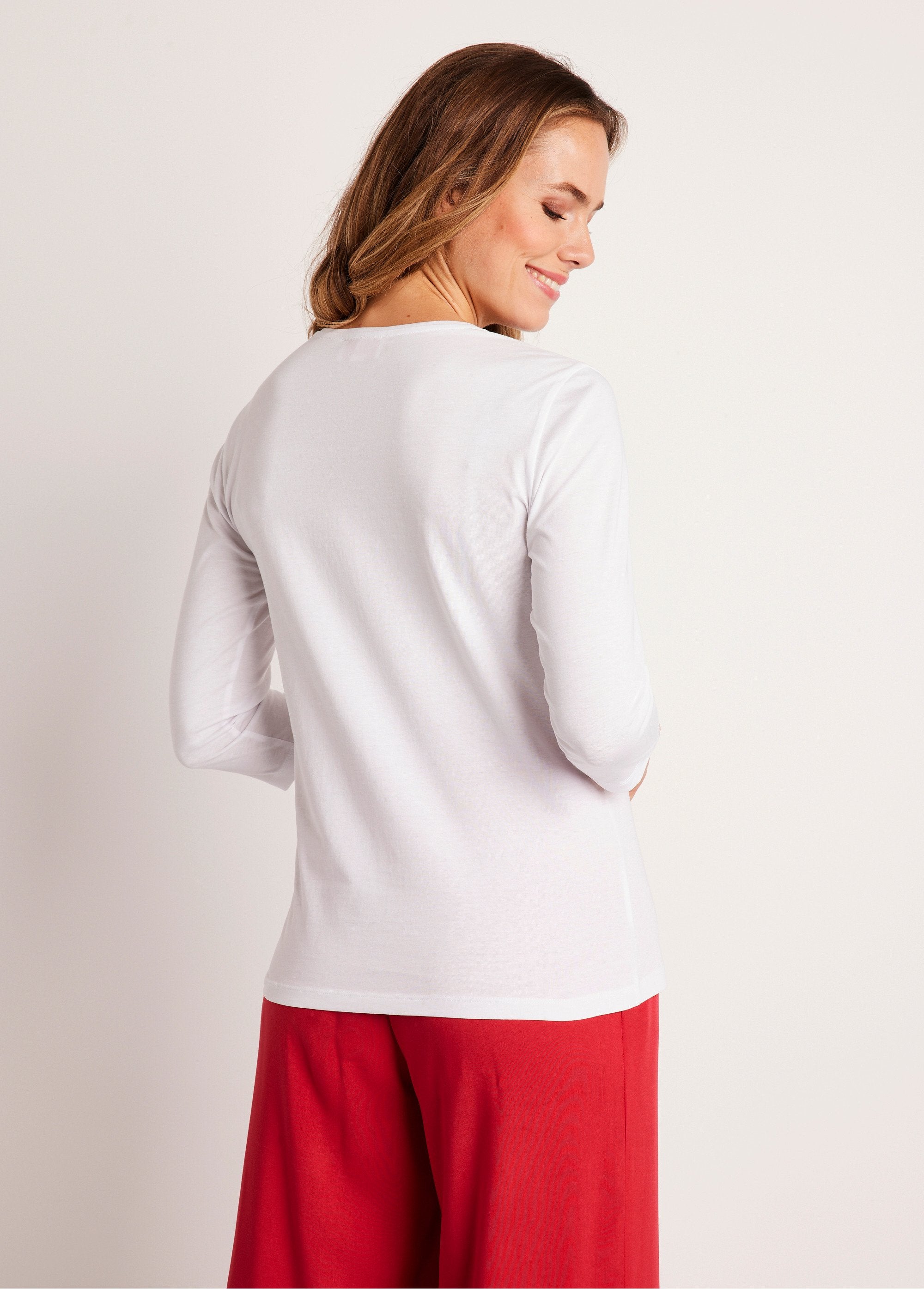 Short_embroidered_t-shirt_with_3/4_sleeves_White_DO1_slim