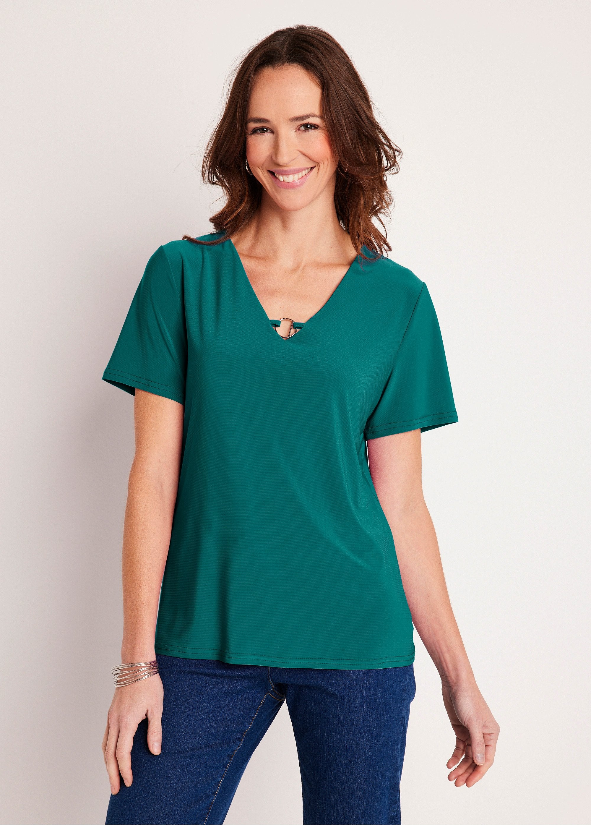 Plain_or_printed_short-sleeved_T-shirt_Plain_green_FA1_slim