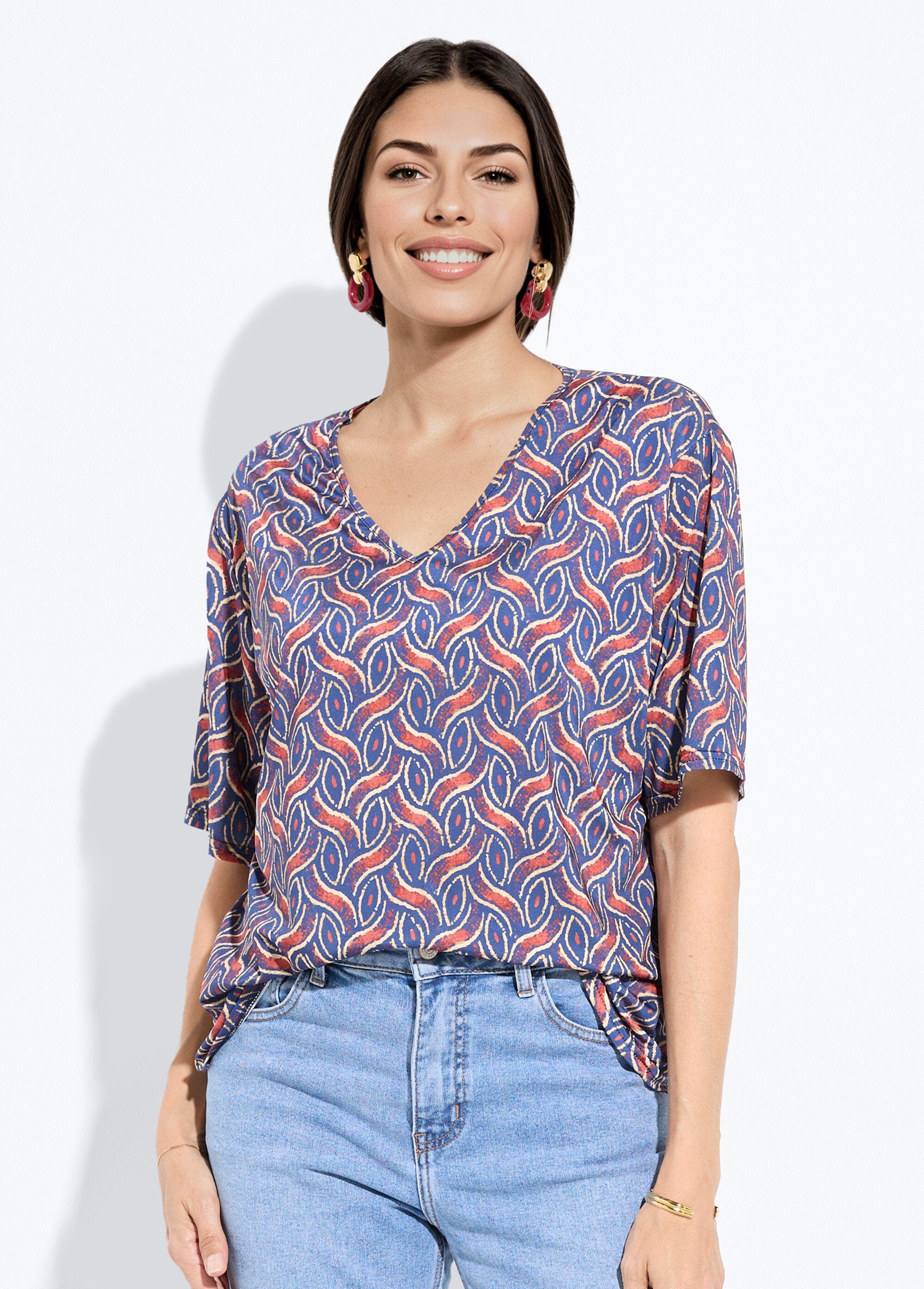 Short-sleeved_tunic_with_ethnic_pattern_Navy_and_brick_FA1_slim