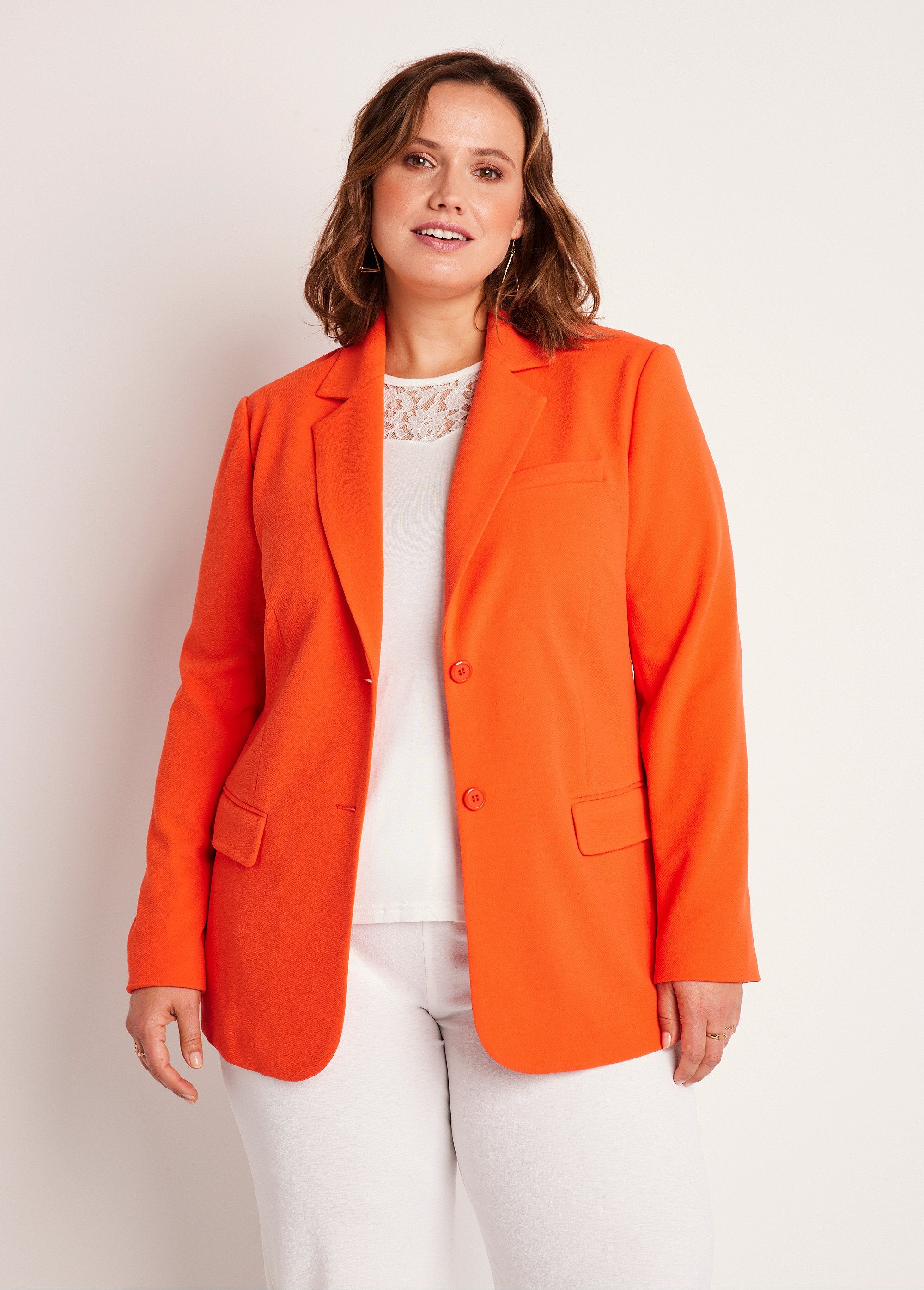 Straight_cut_plain_knit_blazer_jacket_Orange_FA1_curvy